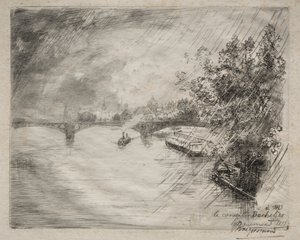 Utsikt över bron i Saint-Pères av Felix Bracquemond