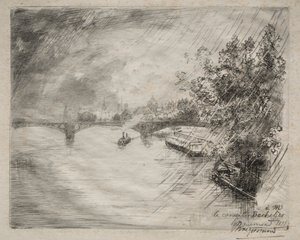 Utsikt över bron i Saint-Pères, 1877. av Felix Bracquemond