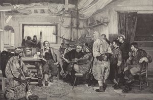 Peter den store undervisade i konsten att bygga skeppsbyggnad i Holland 1697 (gravyr) av Felix Cogen