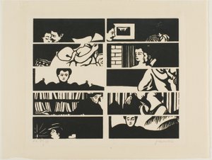 Annulleringsblad, fragment av tio träblock från Intimacies av Felix Edouard Vallotton