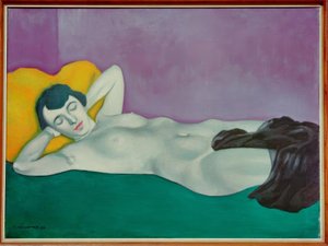 Kvinna som sover på grön matta av Felix Edouard Vallotton