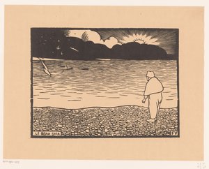 Man vid solnedgången vid havet Le beau-soir (titel på objekt) av Felix Edouard Vallotton