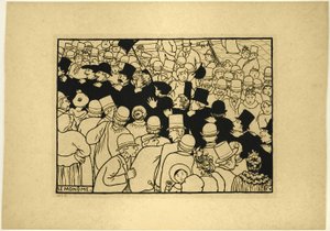Paradera genom gatorna i en fil av Felix Edouard Vallotton