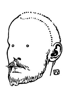 Porträtt av Jules Renard (1864-1910). Gravyr av Felix Edouard Vallotton (1865-1925) av Felix Edouard Vallotton