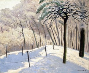 Snöigt landskap i Bois de Boulogne; Snölandskap i Bois de Boulogne, 1905 av Felix Edouard Vallotton