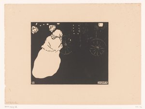 Två herrar och en dam i en vagn La Sortie (titel på objekt) av Felix Edouard Vallotton