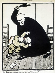 Du kommer att få reda på din katekes. - "The Christian School" av Félix Vallotton, i "L