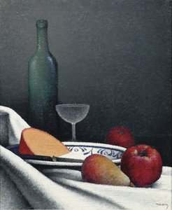 Ost och frukt (olja på duk)