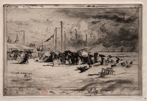En storm vid Trouville, 1874. av Felix Hilaire Buhot