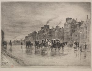 En vintermorgon på Quai de lHôtel-Dieu, 1876. av Felix Hilaire Buhot