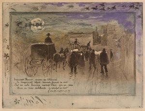 Begravningståget på Boulevard de Clichy, 1887. av Felix Hilaire Buhot