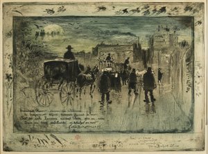 Begravningståget på Boulevard de Clichy, 1887 av Felix Hilaire Buhot