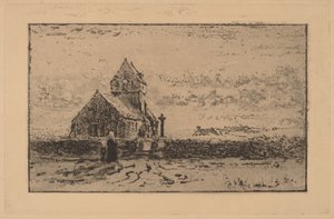 Kyrkan i Jobourg, 1887. av Felix Hilaire Buhot