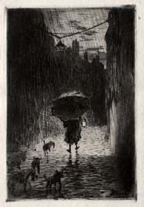 Regn och paraply, ca. 1875. av Felix Hilaire Buhot