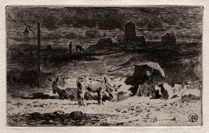 Åsnorna vid Cailles kulle av Felix Hilaire Buhot