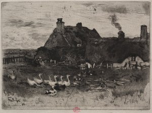 De små stugorna med halmtak, 1878.