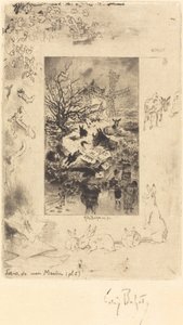 Titelblad för brev från min bruk, ca. 1885. av Felix Hilaire Buhot