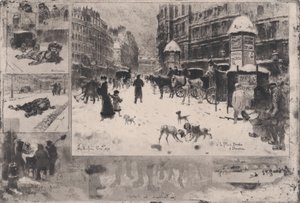 Vinter i Paris, eller snö i Paris, 1879. av Felix Hilaire Buhot