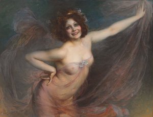Porträtt av Loie Fuller av Felix Hippolyte-Lucas