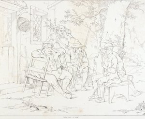 (Rip Van Winkle, illustration) Rip med Junto på värdshuset i byn av Felix Octavius Carr Darley