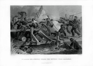 Kamp på en bro under reträtten från Manassas, Virginia, 1862-1867. av Felix Octavius Carr Darley