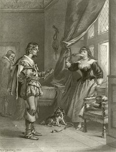 De glada fruarna i Windsor. Akt III, Scen IV (gravyr) av Felix Octavius Carr Darley
