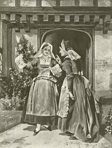 De glada fruarna i Windsor. Akt II, Scen I (gravyr) av Felix Octavius Carr Darley