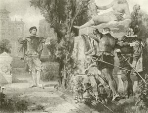 Tolfte natten. Akt I, Scen V (gravyr) av Felix Octavius Carr Darley