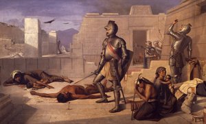 Chobala-massakern under spansk erövring, av Felix Parra (1845-1919), Mexiko