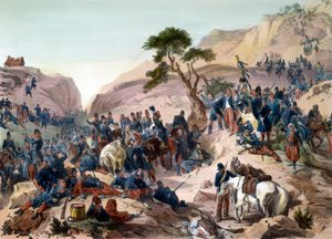 Avsnitt av erövringen av Algeriet 1840 - Slaget vid Mouzaia-passet (1840) - Hertigen av Orleans utövar kommandot i den franska armén - gravyr av Philippoteaux - Den franska armén vinner Teniah of Mouzaia-striden om bergspasset Mouzaia den 1