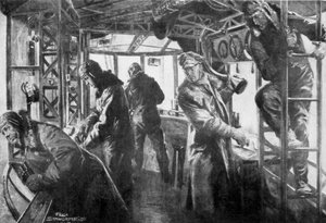 Kommandoområde ombord på en Zeppelin, tysk flygflotta, första världskriget, 1917.