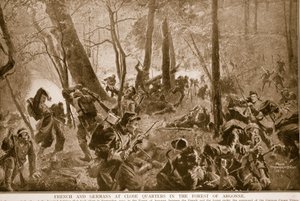Fransmän och tyskar på nära håll i skogen i Argonne, 1914-19