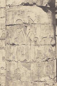 Karnak (Thebe), palats--Hypostyle Hall--Central Columnade--Dekoration av en Fut,1853 (foto) av Félix Teynard