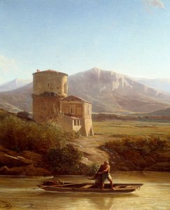 En fiskare på stranden av Tibern i Italien Detalj. Målning av Felix Thomas (1815-1875) 1864 Nantes, Musee des Beaux Arts av Felix Thomas