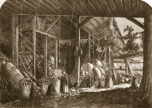 Ett traslager i Quartier Mouffetard i Paris, illustration från 