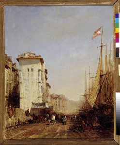 Hamnbrygga i Marseille av Félix Ziem