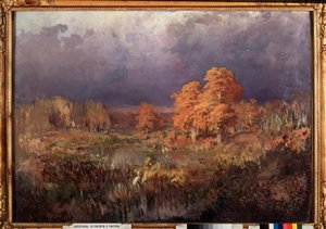 Träsk i skogen, höst - Målning av Fjodor Vasilyev (Feodor Alexandrovich, Fiodor Alexandrovitch Vasiliev (1850-1873), olja på duk