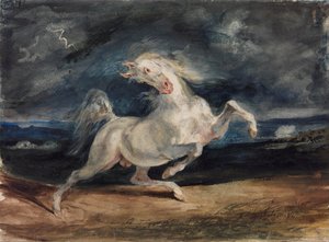 Horse Frightened by Lightning av Ferdinand Victor Eugene Delacroix