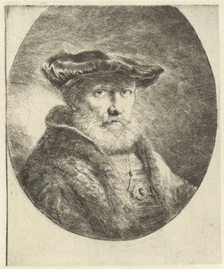 Byst av en gammal man med en sammetsbasker av Ferdinand Bol