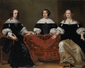Porträtt av de tre regentinnorna i Leprozenhuis, Amsterdam Tre regentinnor från spetälskvårdsanstalten i Amsterdam, 1668