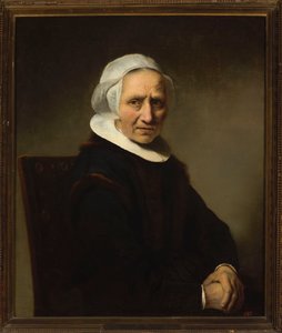 Porträtt av en gammal kvinna i vit hätta av Ferdinand Bol
