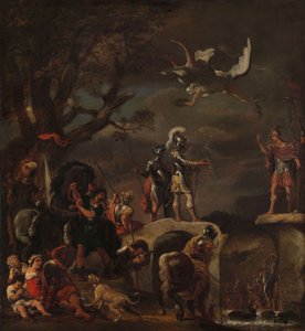 Fredsförhandlingarna mellan Claudius Civilis och Quintus Petillius Cerealis på den demolerade bron, 1658-62 av Ferdinand Bol