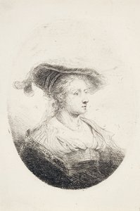 Ung dam med plymad hatt, 1644 av Ferdinand Bol