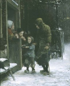 Gammal kvinna och ung pojke tiggeri av Ferdinand Carl Sierich