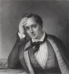 Porträtt av poeten Yevgeny Abramovich Baratynsky 1800-1844, 1830-talet av Ferdinand Chevalier