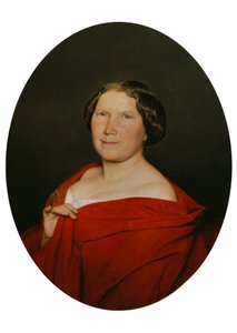 Kvinna med en laxfärgad cape av Ferdinand Georg Waldmuller