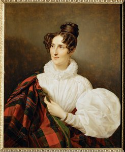 Dam i vit klänning av Ferdinand Georg Waldmuller