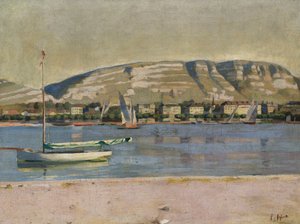Genèves hamn och Saleve av Ferdinand Hodler