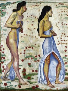 Två kvinnor i blommor Emotion 1a, 1901-1906 av Ferdinand Hodler