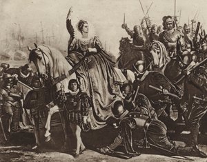 Drottning Elizabeth i Tilbury (fotogravyr) av Ferdinand II Piloty